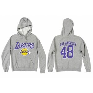 NBA Los Angeles Lakers Hoodie Kids Medium‎ Gray Graphic Pullover Sweatshirt Fan